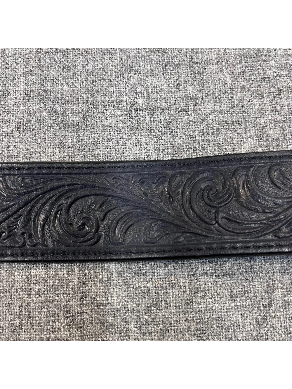 Justin Men's Silver Buckle Black Western Scroll Tooled Leather Belt 53903, 40in